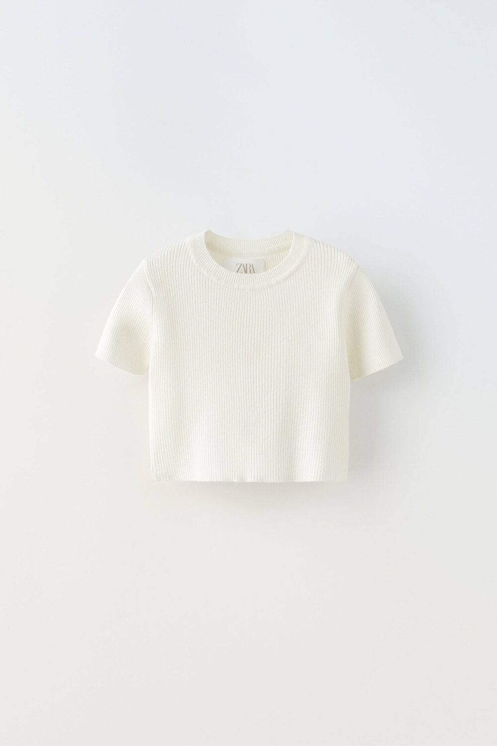 

Футболка мини-размера в рубчик Zara, устричный белый