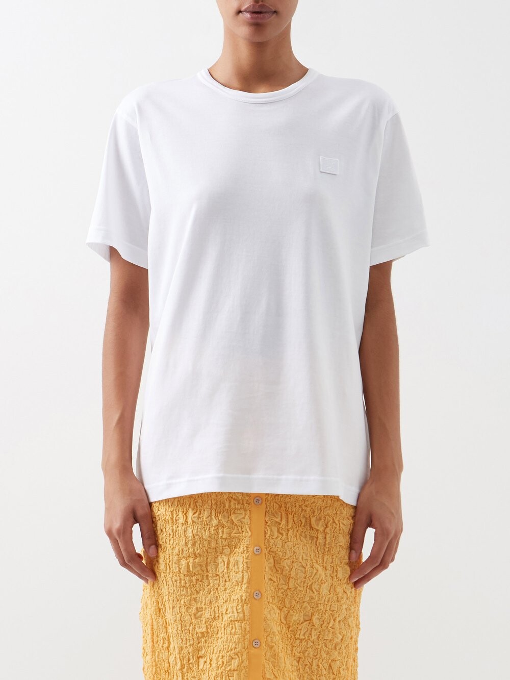 

Футболка из хлопкового джерси с нашивкой на лице Acne Studios, белый