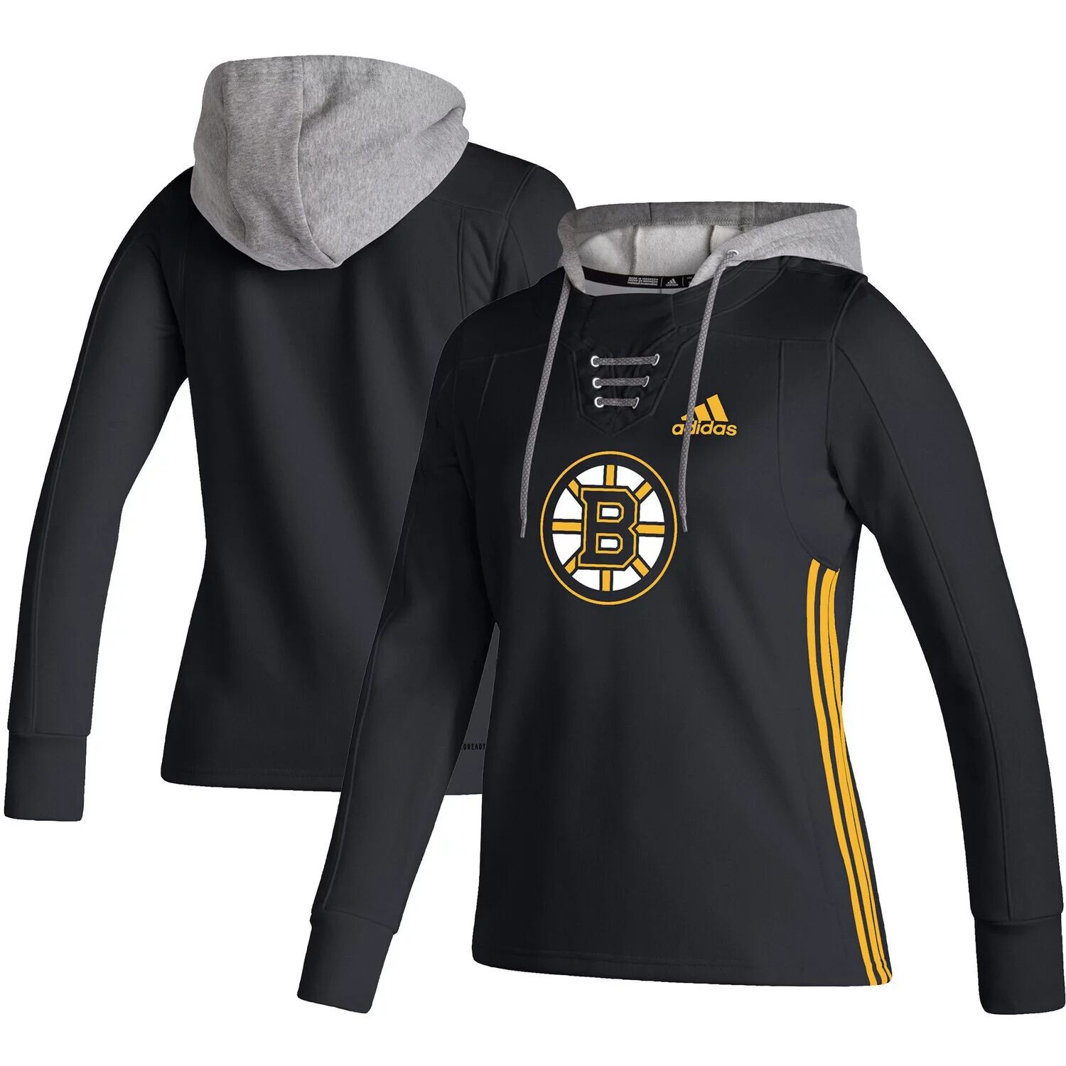 

Женская черная толстовка с капюшоном adidas Boston Bruins Skate Lace AEROREADY adidas