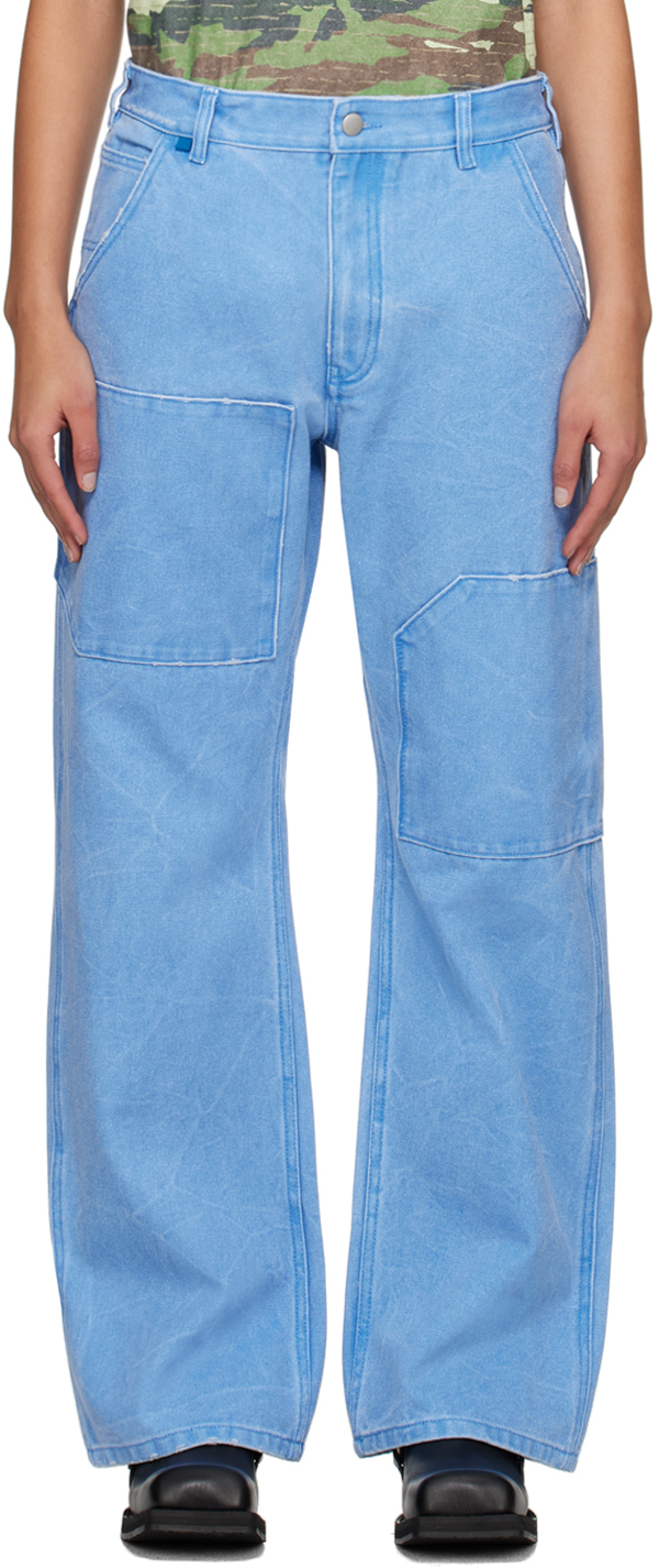 Синие джинсы с нашивками Acne Studios серые джинсы с нашивками acne studios