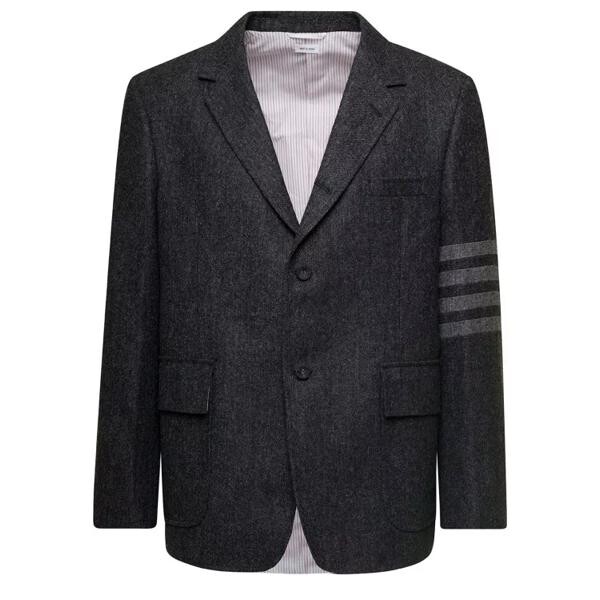 

Куртка unstructured straight fit sewed in 4bar in solid d Thom Browne, черный