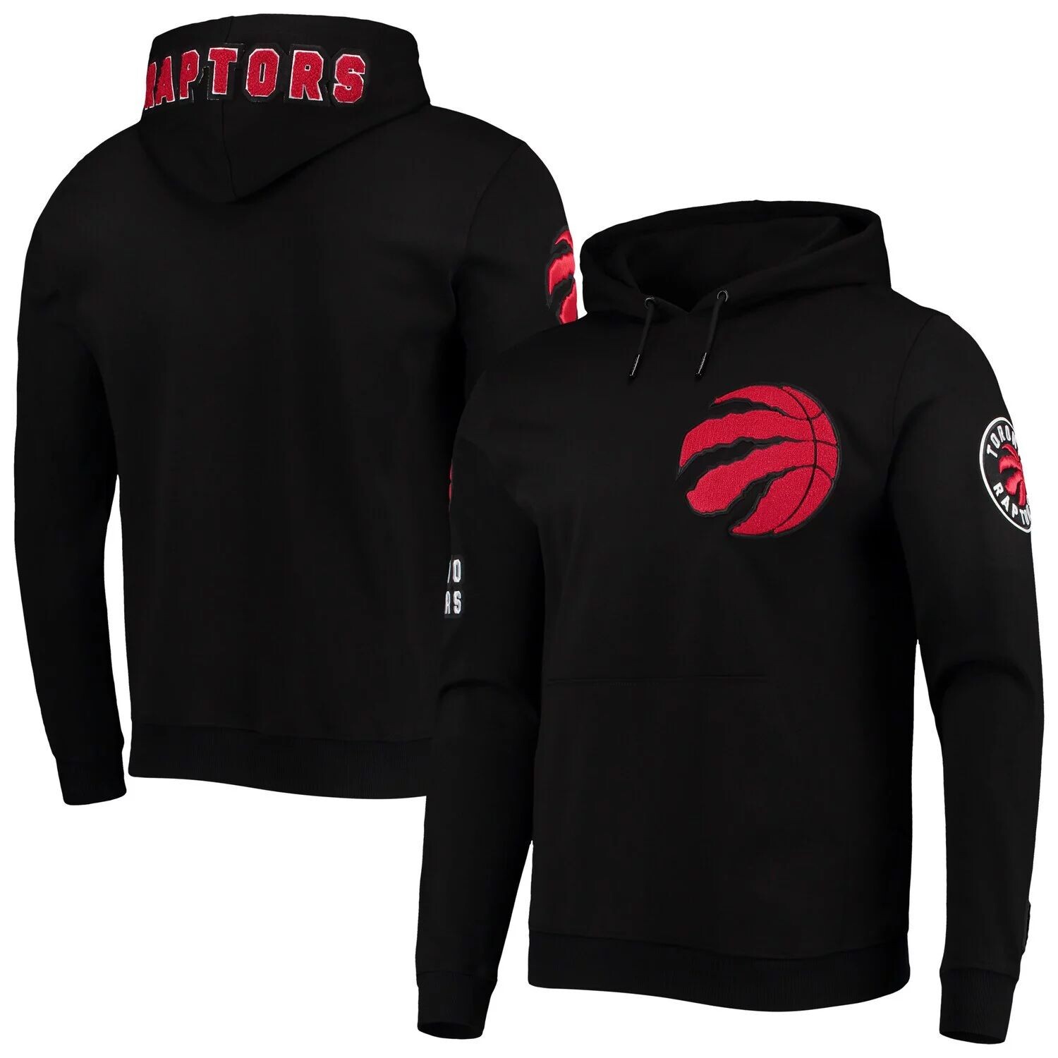 

Мужской черный пуловер с капюшоном из синели Team Pro Standard Toronto Raptors