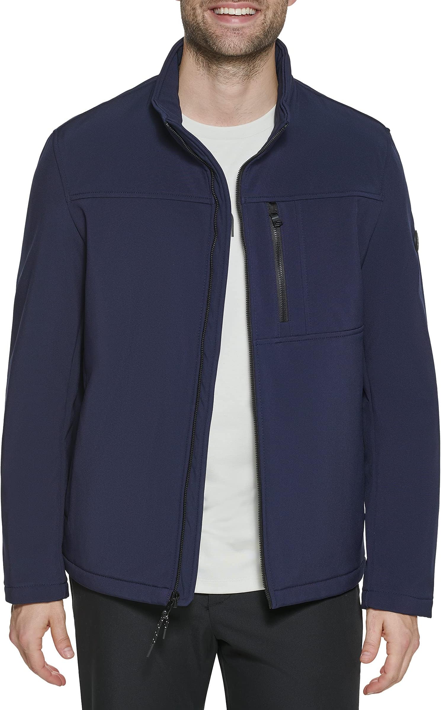 

Куртка Men's Water Resistant Soft Shell Open Bottom Jacket (Standard and Big & Tall) Calvin Klein, цвет New Navy