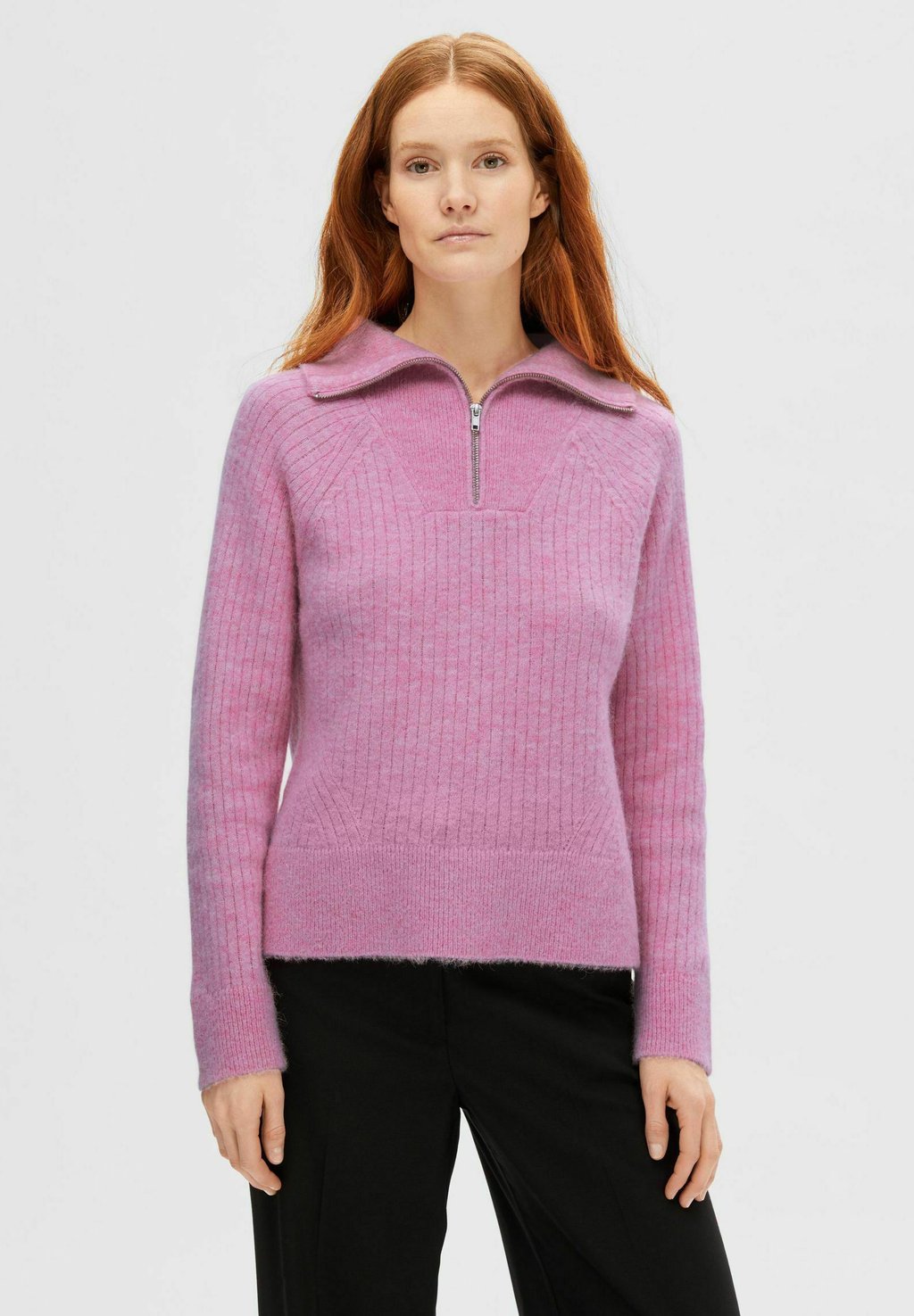 

Вязаный свитер HALF-ZIP Selected Femme, цвет moonlite mauve