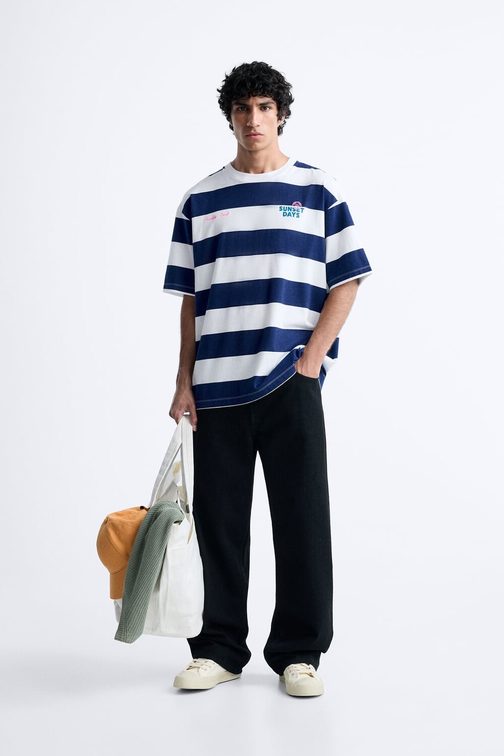 

Полосатая футболка ZARA, синий