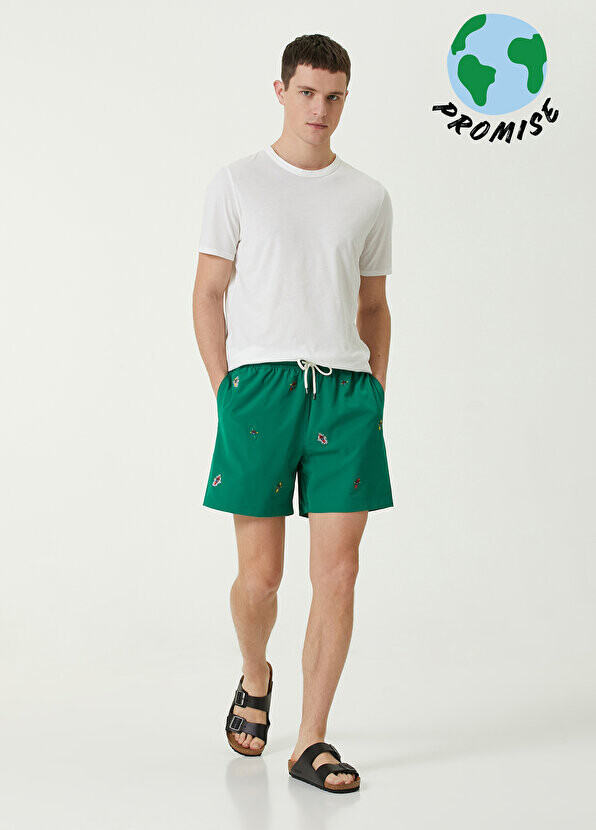 

Зеленый купальник со шнуровкой и вышивкой на талии Polo Ralph Lauren