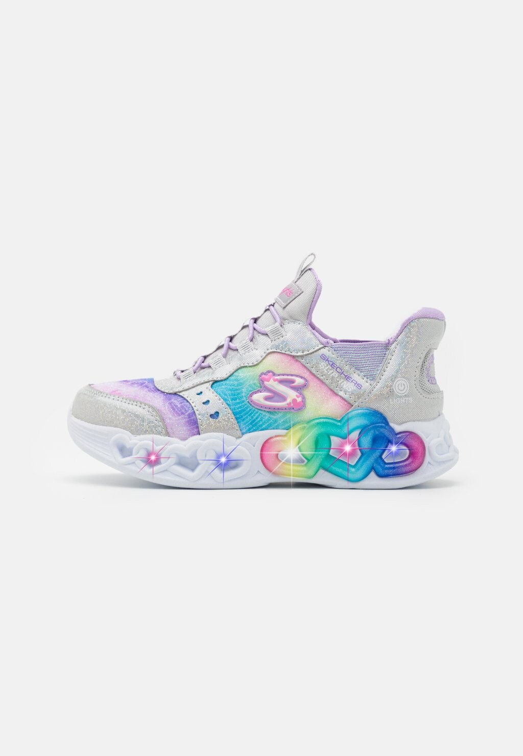 цена Низкие кроссовки Infinite Heart Lights Skechers, цвет silver/multi-coloured