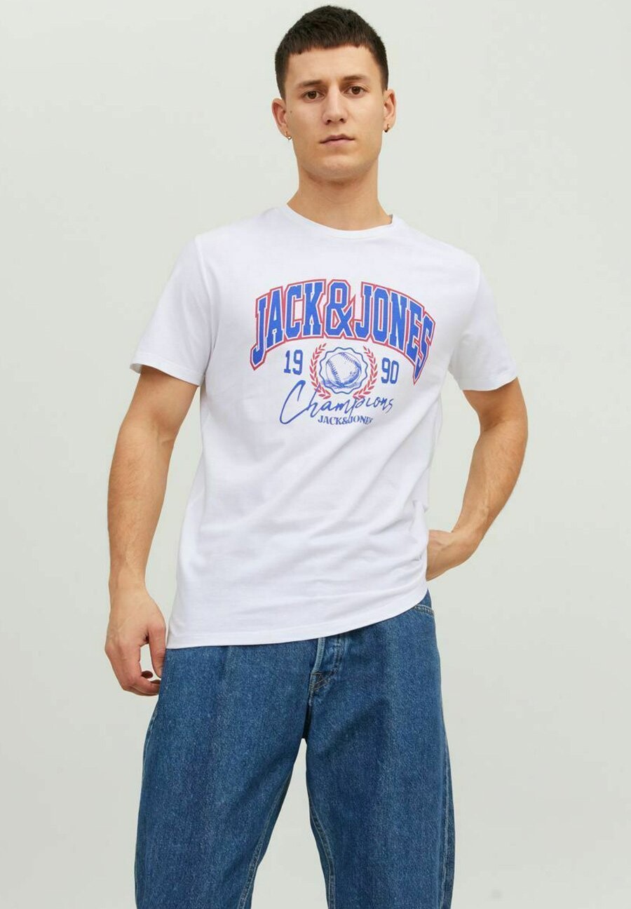 

Футболка с принтом Jack & Jones, молочный, Серый