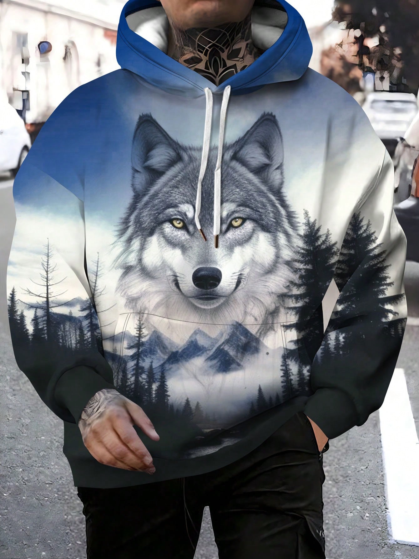 Мужская толстовка с капюшоном Manfinity LEGND с принтом волка, многоцветный re pa накладка transparent для meizu u10 с принтом взгляд волка