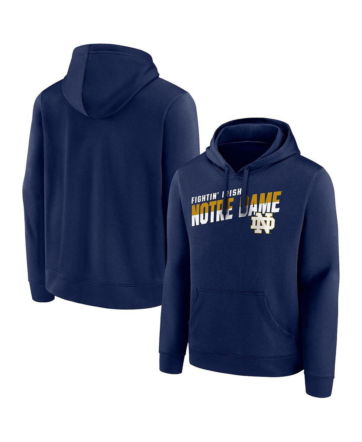 

Мужской темно-синий пуловер с капюшоном с фирменным логотипом Notre Dame Fighting Irish Quick Slant Fanatics