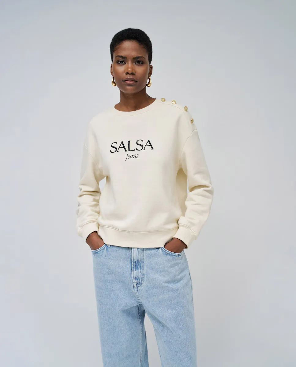 

Женская толстовка с деталями и брендингом Salsa Jeans, цвет Crudo
