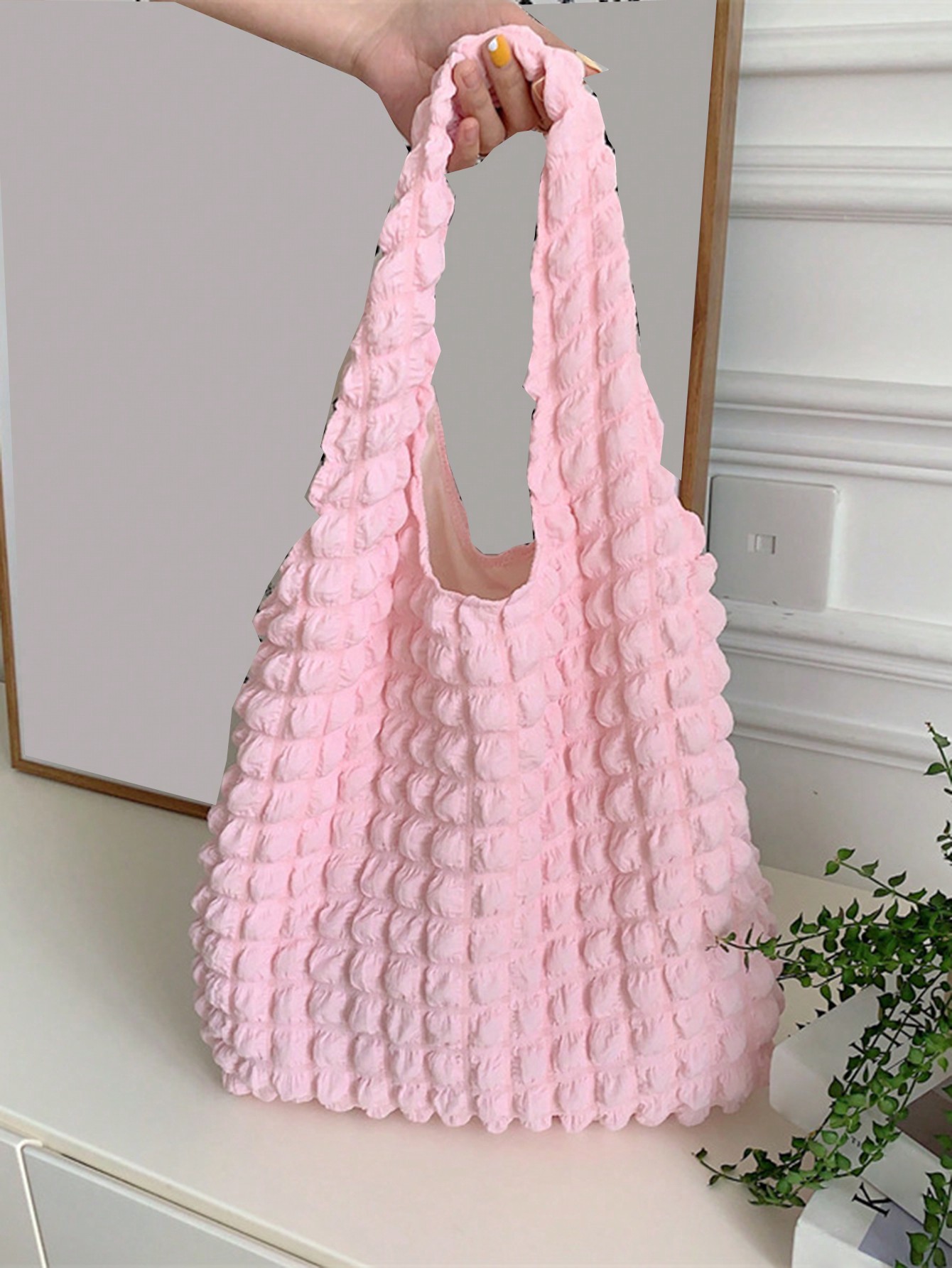 Летняя плиссированная сумка-облако, детский розовый