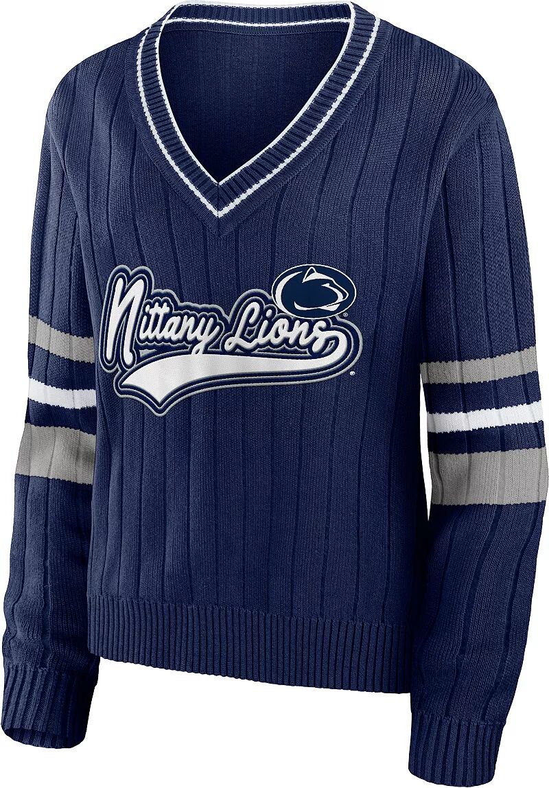 Wear By Erin Andrews Женский синий винтажный пуловер с v-образным вырезом Penn State Nittany Lions