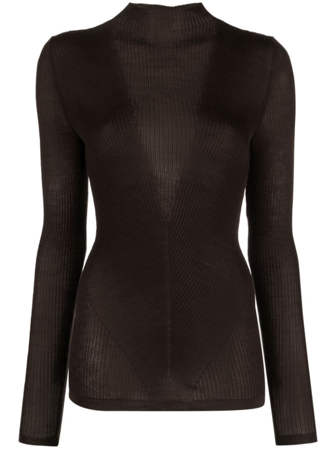Wolford шерстяной джемпер Aurora в рубчик, коричневый