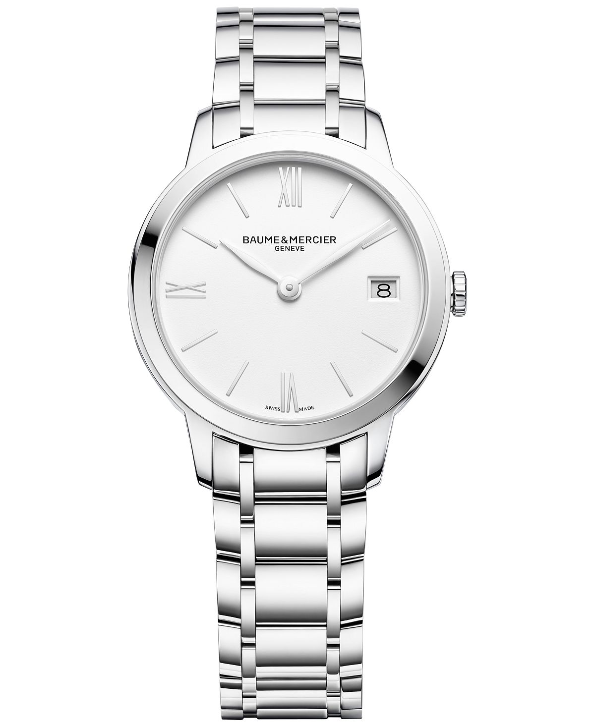 Женские швейцарские часы Classima с браслетом из нержавеющей стали 31 мм M0A10335 Baume & Mercier, серебро