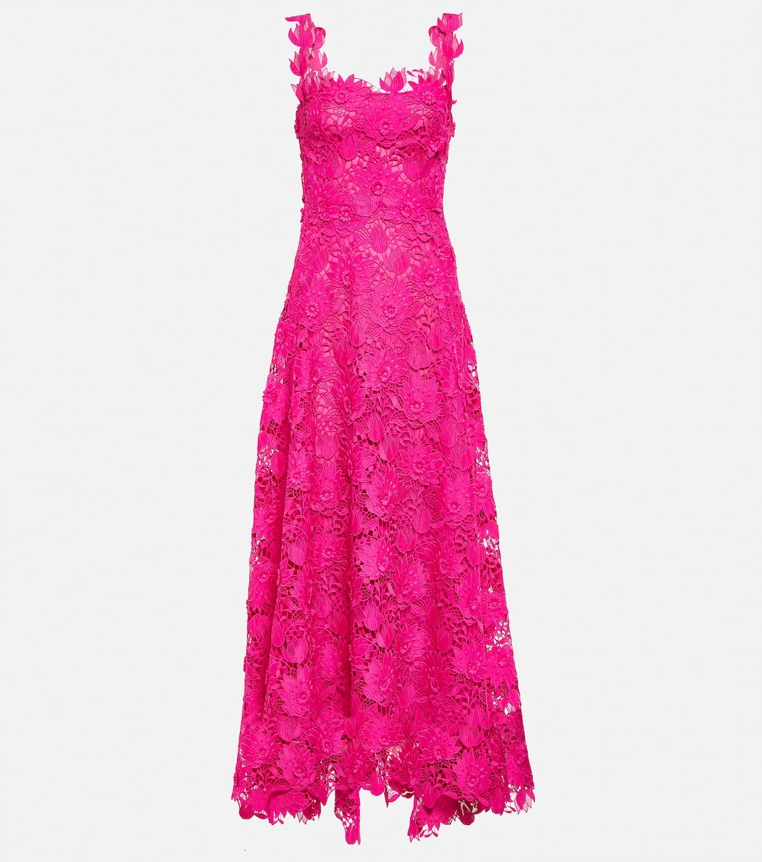 

Платье макси из гипюрового кружева Oscar de la Renta, розовый