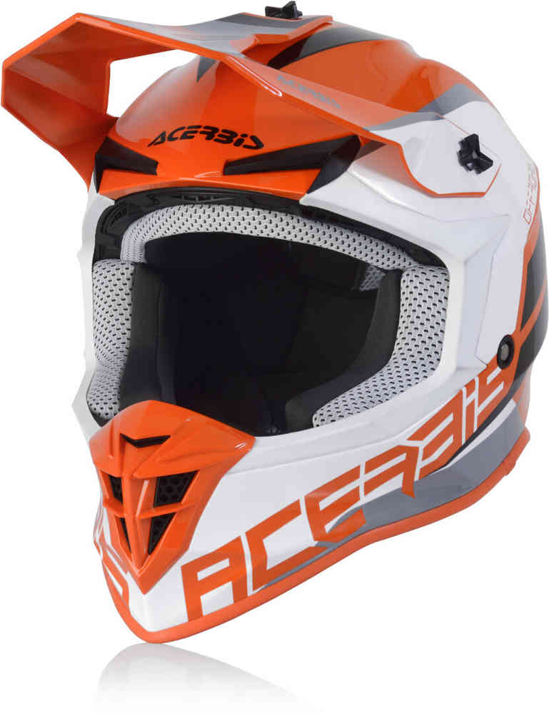 Линейный шлем для мотокросса Acerbis, оранжевый/белый