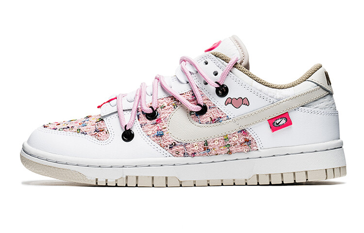 

Кроссовки для скейтбординга Dunk женские с низким верхом белые/розовые Nike