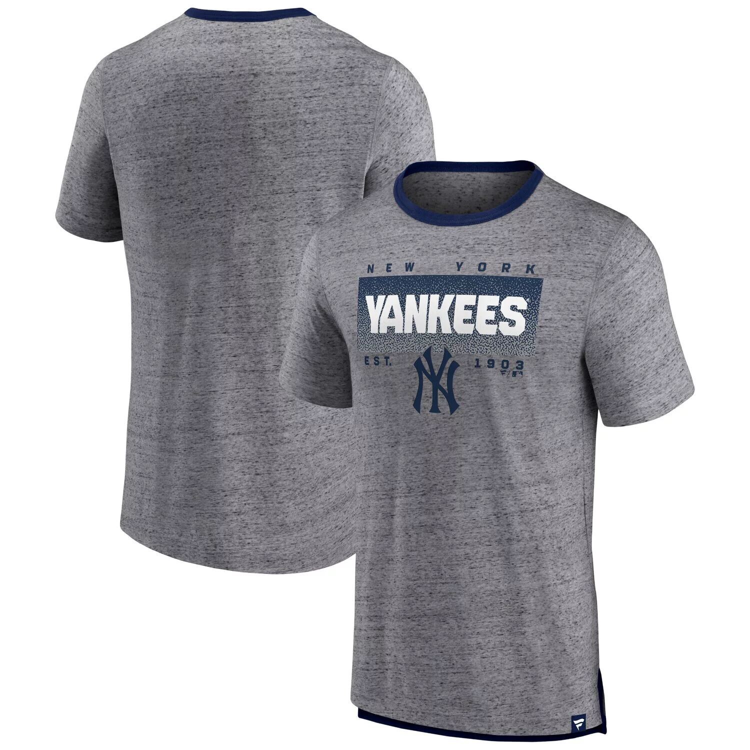 

Мужская серая футболка с логотипом Fanatics New York Yankees Iconic Team Element в крапинку Ringer