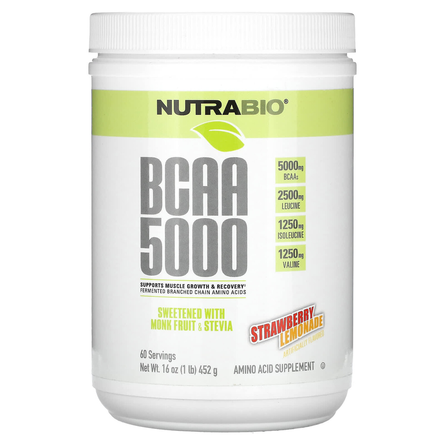 

BCAA 5000, клубничный лимонад, 452 г (1 фунт), NutraBio