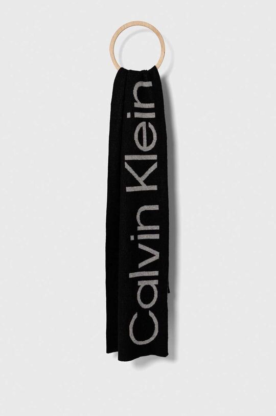 

Шарф из смесовой шерсти Calvin Klein, черный