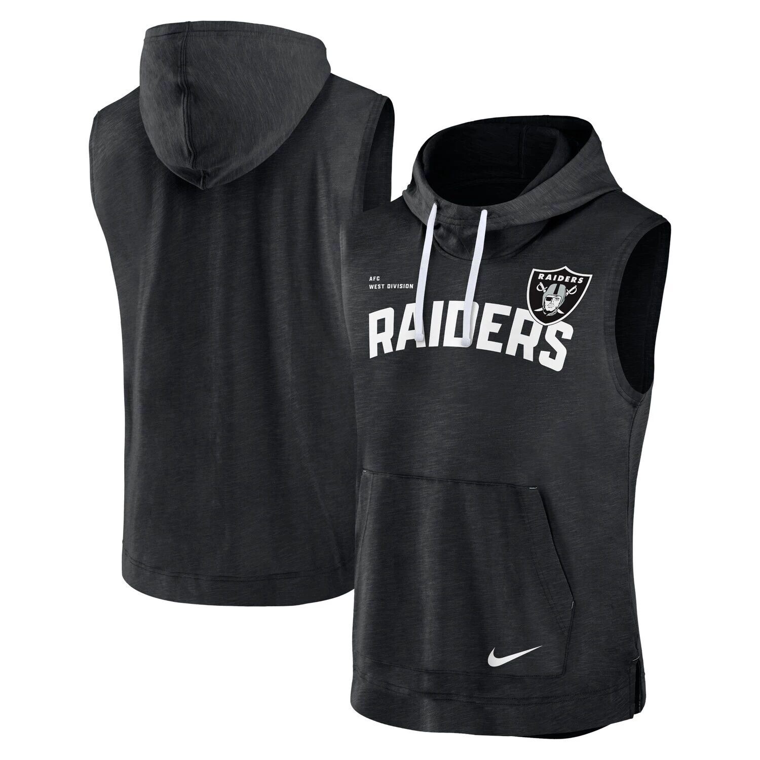 

Мужской пуловер без рукавов Nike Heather Black Las Vegas Raiders с капюшоном