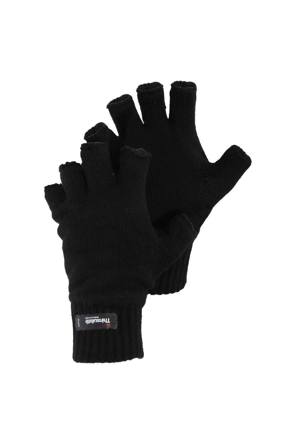 Вязаные зимние перчатки без пальцев Thinsulate Heatguard Universal Textiles, черный распродажа термовязаные зимние перчатки universal textiles черный