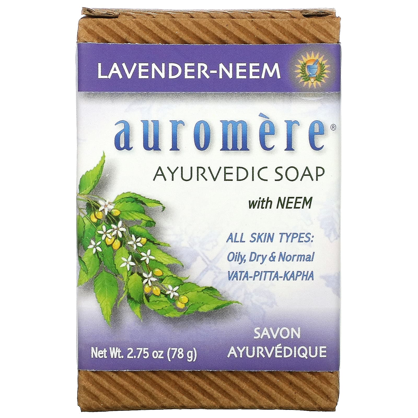 цена Auromere Аюрведическое мыло с лавандой Ним-Ним 2,75 унции
