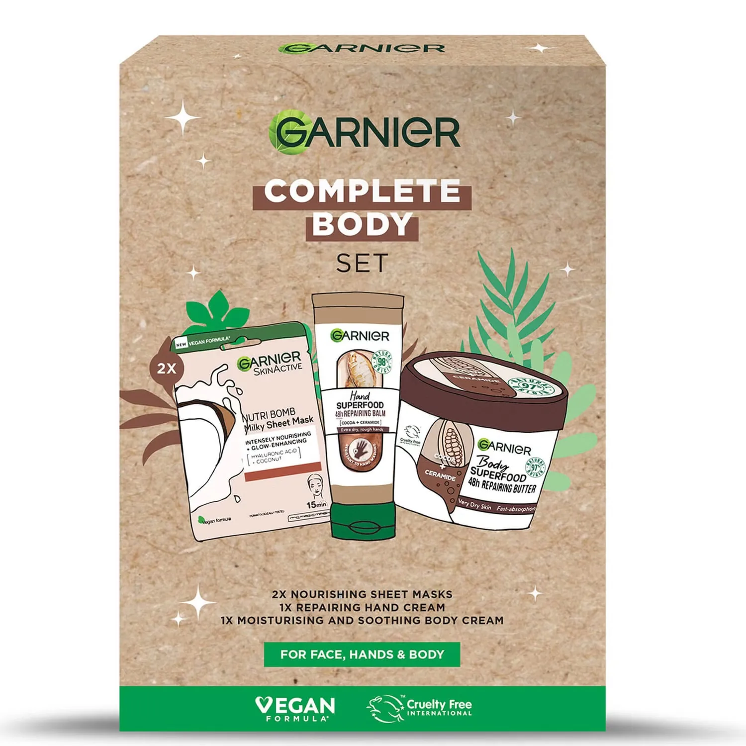 

Полный набор для лица, рук и тела для питания сухой и тусклой кожи Garnier