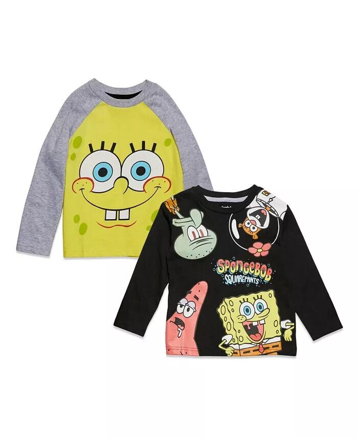 

Набор из 2 футболок с длинными рукавами для мальчиков «Патрик Сквидвард» Spongebob Squarepants, мультиколор