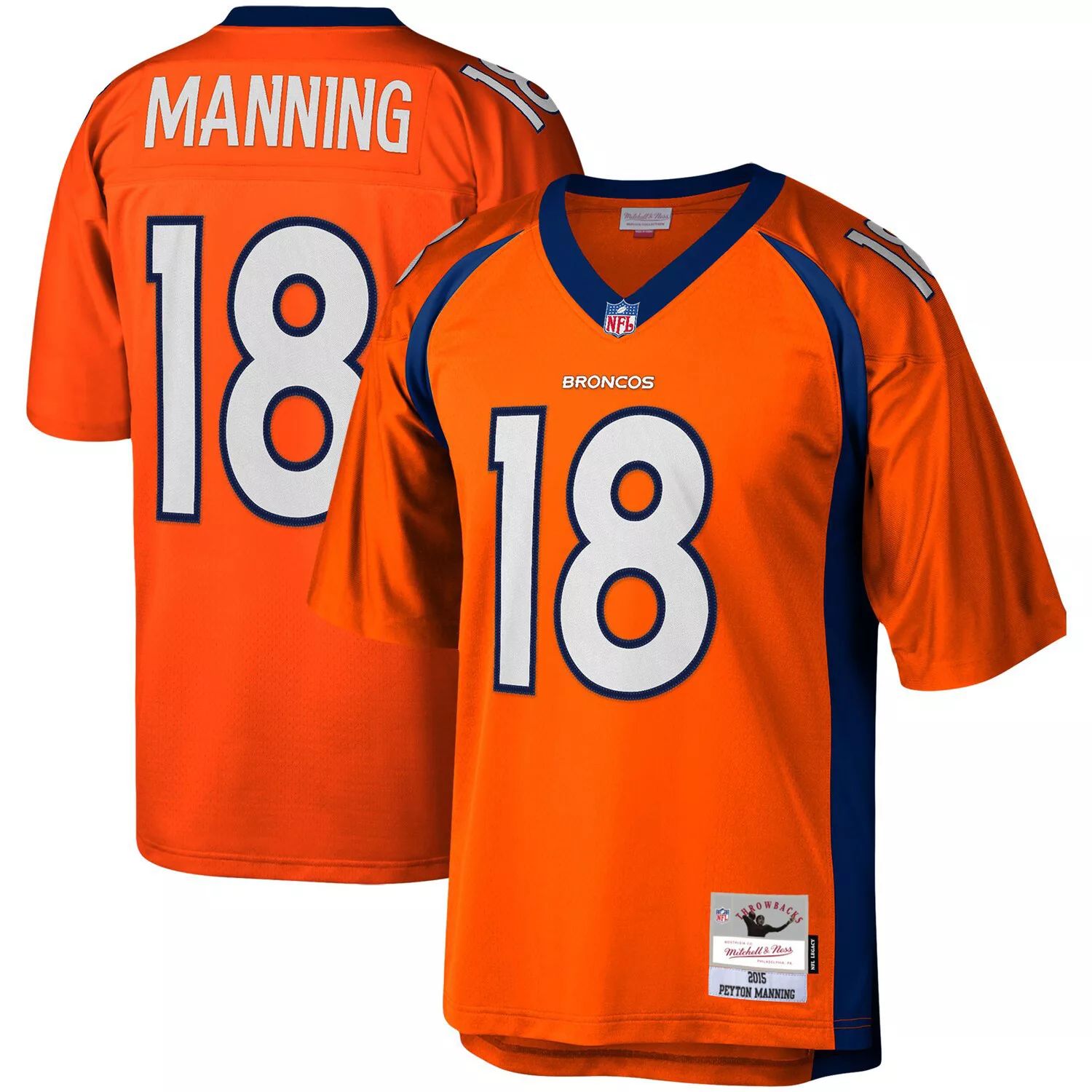 Мужская футболка Mitchell & Ness Peyton Manning Orange Denver Broncos 2015 Legacy Replica Джерси мужская футболка peyton manning navy orange denver broncos 2015 split legacy копия джерси mitchell