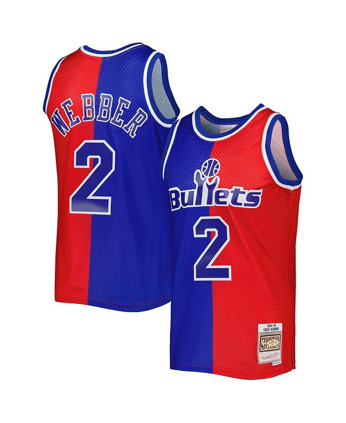 

Мужская футболка Chris Webber Blue, Red Washington Bullets Hardwood Classics 1994-95 Split Swingman Mitchell & Ness, синий