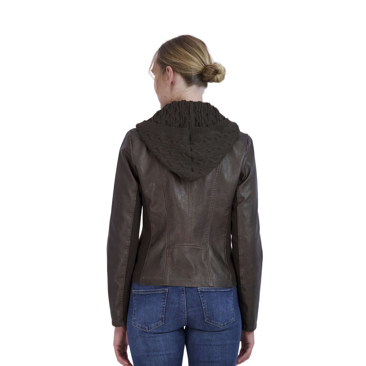 Женская байкерская куртка из искусственной кожи с капюшоном Sebby Collection Sebby Collection, коричневый