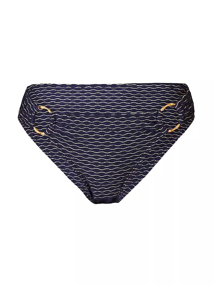 

Низ бикини с кольцами и принтом Shoshanna, цвет navy gold