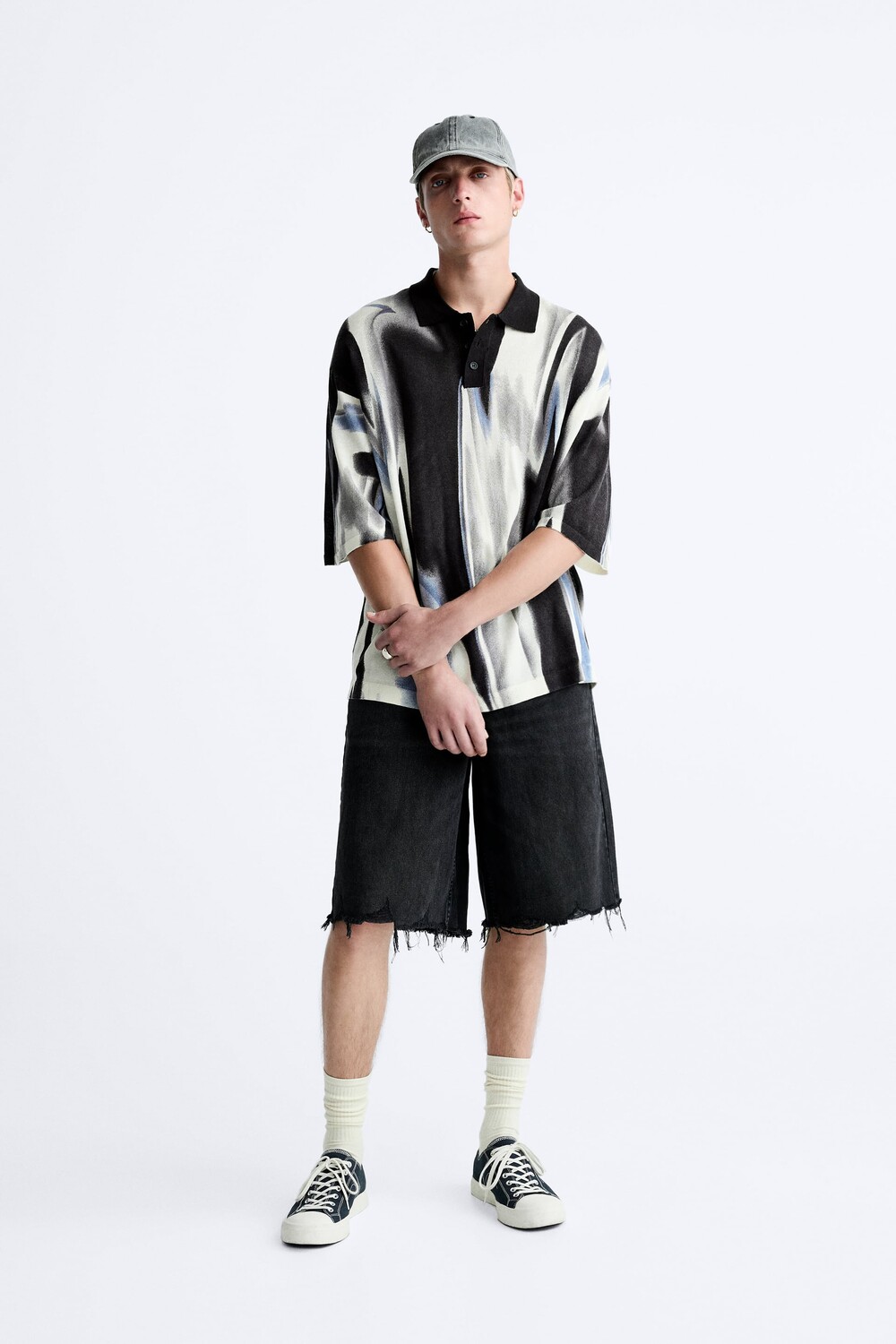 

Свободные шорты из денима Zara, черный