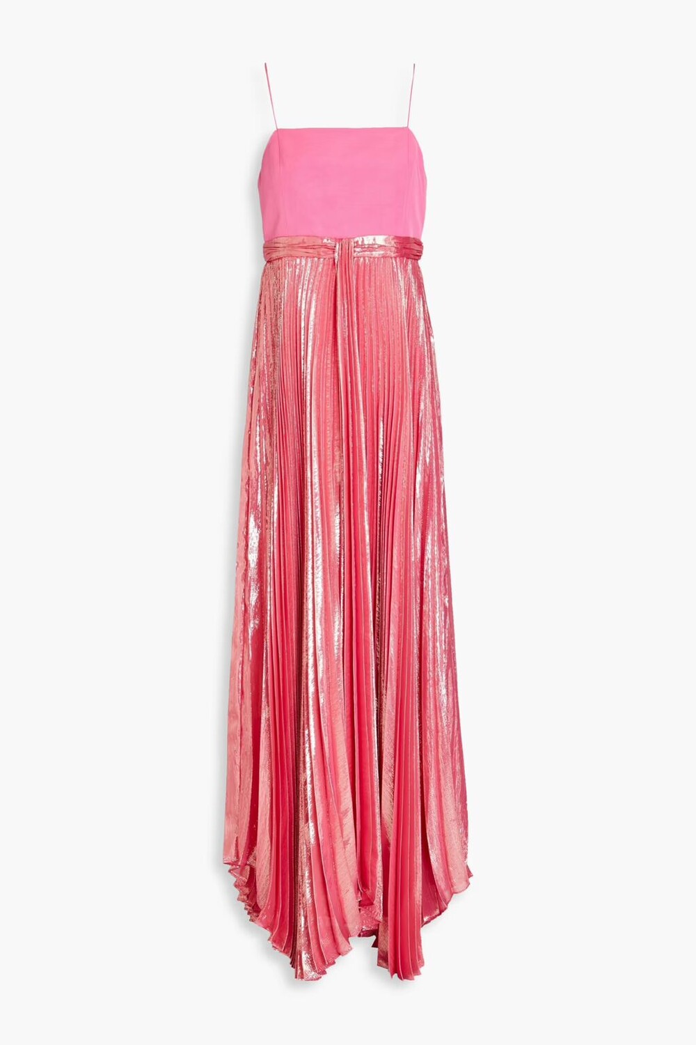 

Платье плиссе-ламе с оттоманскими вставками Alice + Olivia, розовый