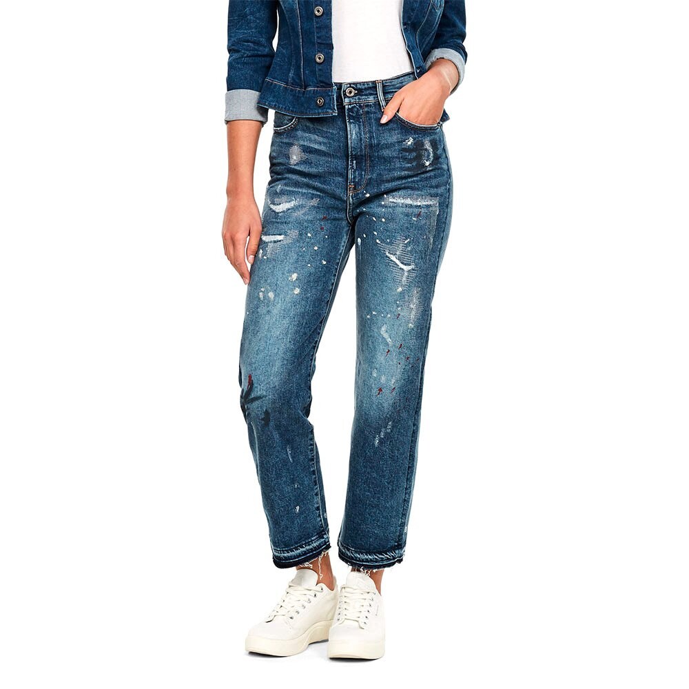 

Джинсы G-Star Tedie Ultra-High Waist Straight Ripped Edge Ankle, синий