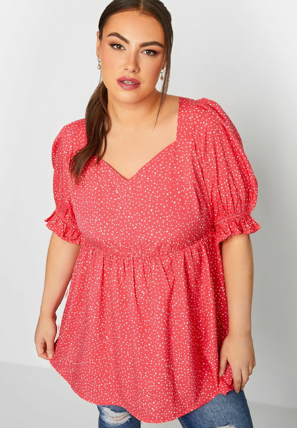 

Блузка Yours Clothing с глубоким вырезом, розовый