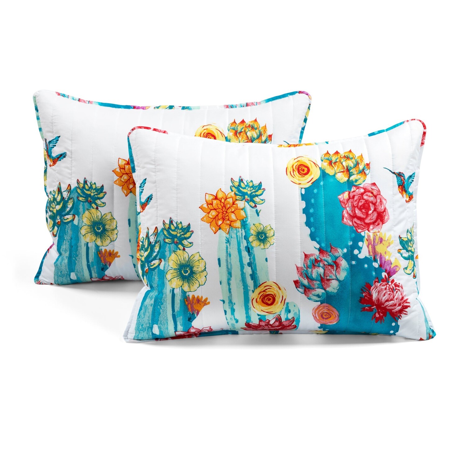 

Двусторонний комплект из 3 стеганых одеял Southwest Vibrant Cactus Lush Decor, цвет Turquoise_Orange