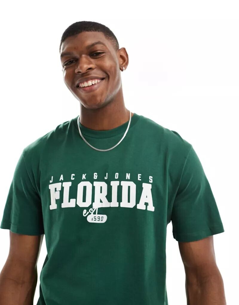 

Зеленая футболка с принтом Jack & Jones Florida