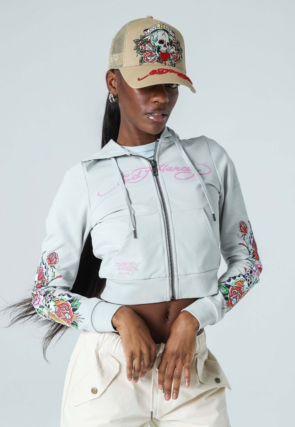 

Толстовка на молнии Ed Hardy, серый
