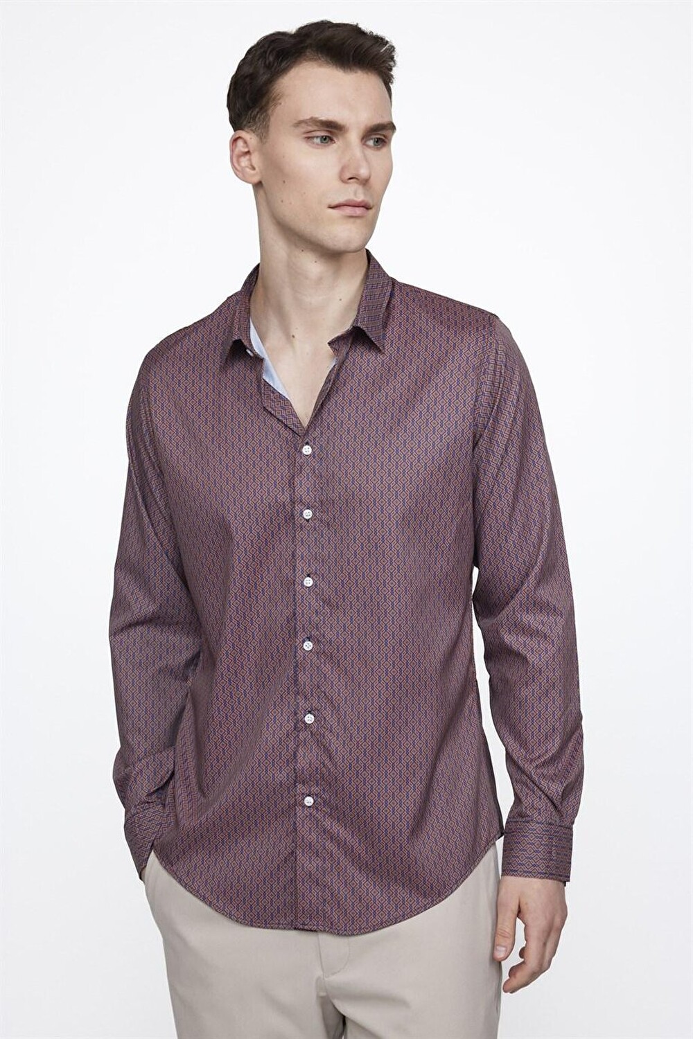 

Slim Fit Slim Fit Мужская красочная рубашка с длинным рукавом и лайкрой с принтом TUDORS, черный