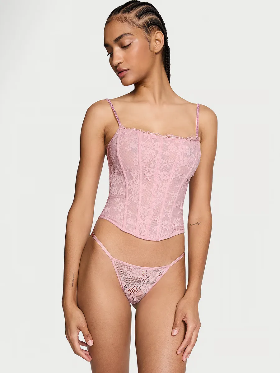 

Комплект кружевного корсета с блестящими бретелями Very Sexy, цвет Chalk Rose