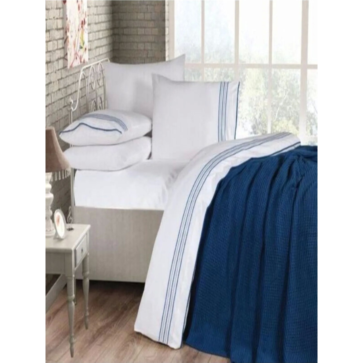 Комплект постельного белья Свадебный комплект трикотажных одеял Ozdilek Prime (7 предметов) — темно-синий