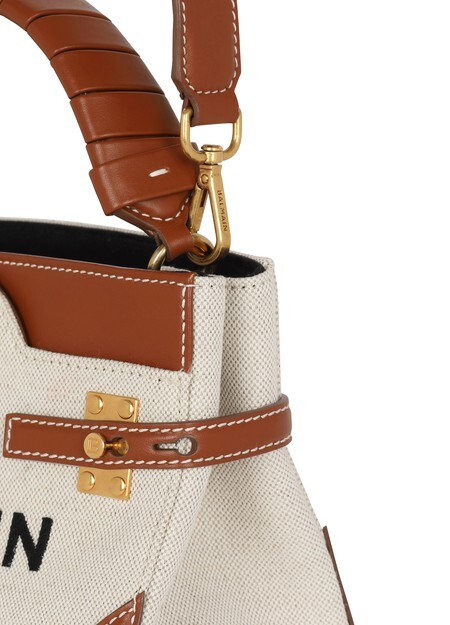 

Холщовая сумка B-Buzz 22 с верхней ручкой и кожаной вставкой Balmain