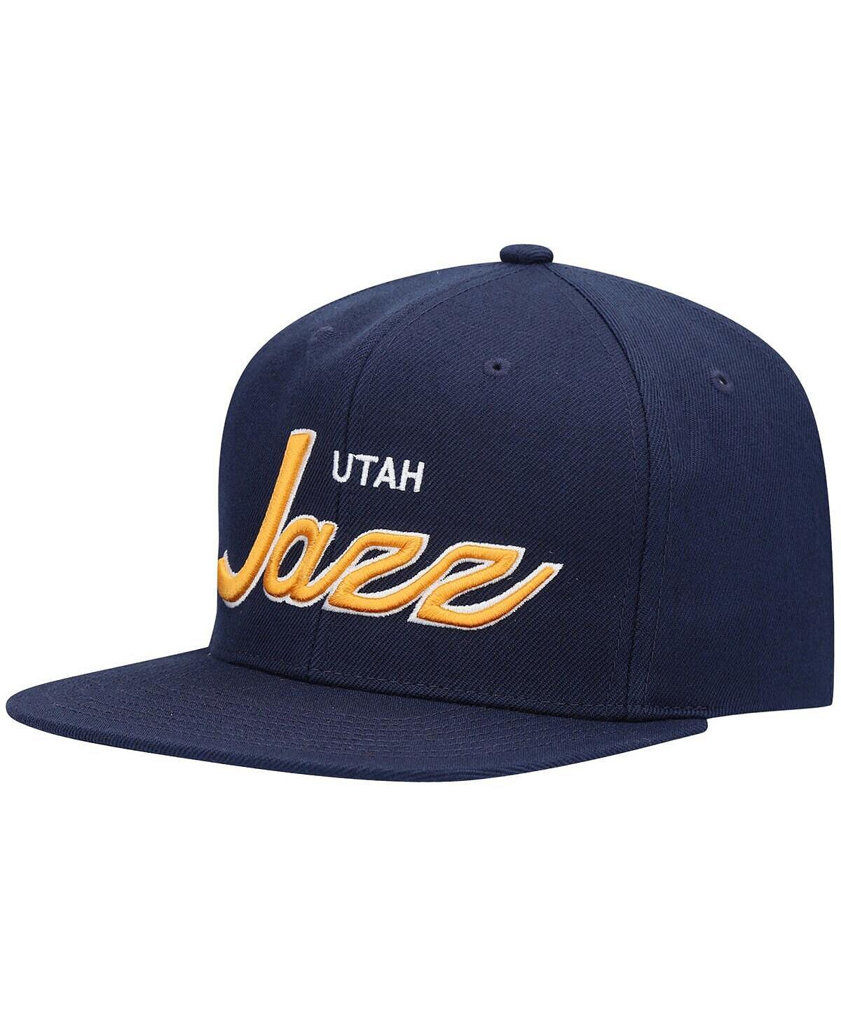 

Мужская темно-синяя шляпа Snapback с надписью Utah Jazz Script Mitchell & Ness