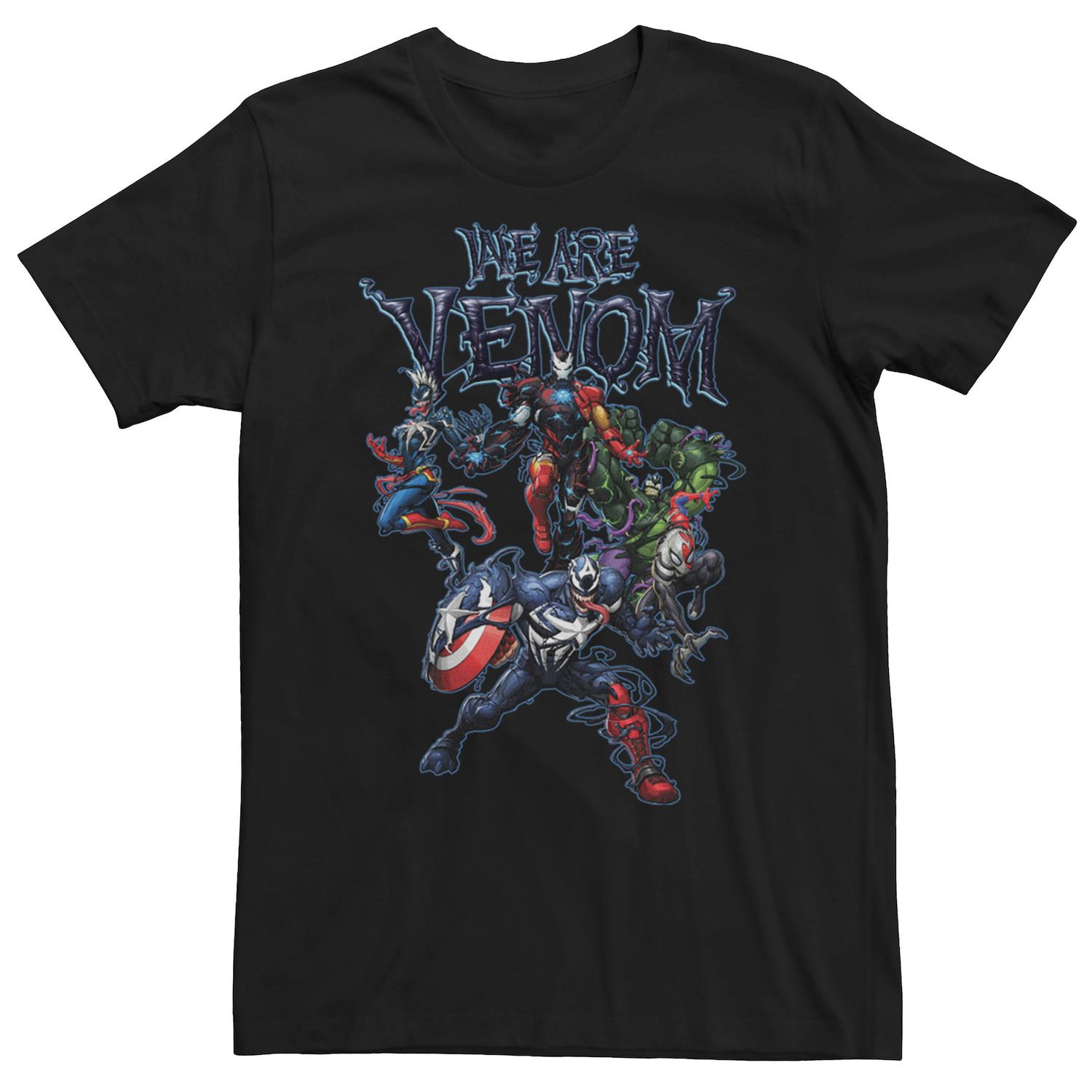 футболка marvel venom face с изображением we are venom teeth черный Мужская футболка с портретом Marvel Avengers We Are Venom Licensed Character
