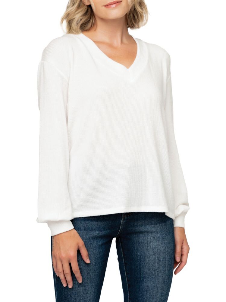 

Топ с блузкой в рубчик и рукавами Gibsonlook, цвет Winter White