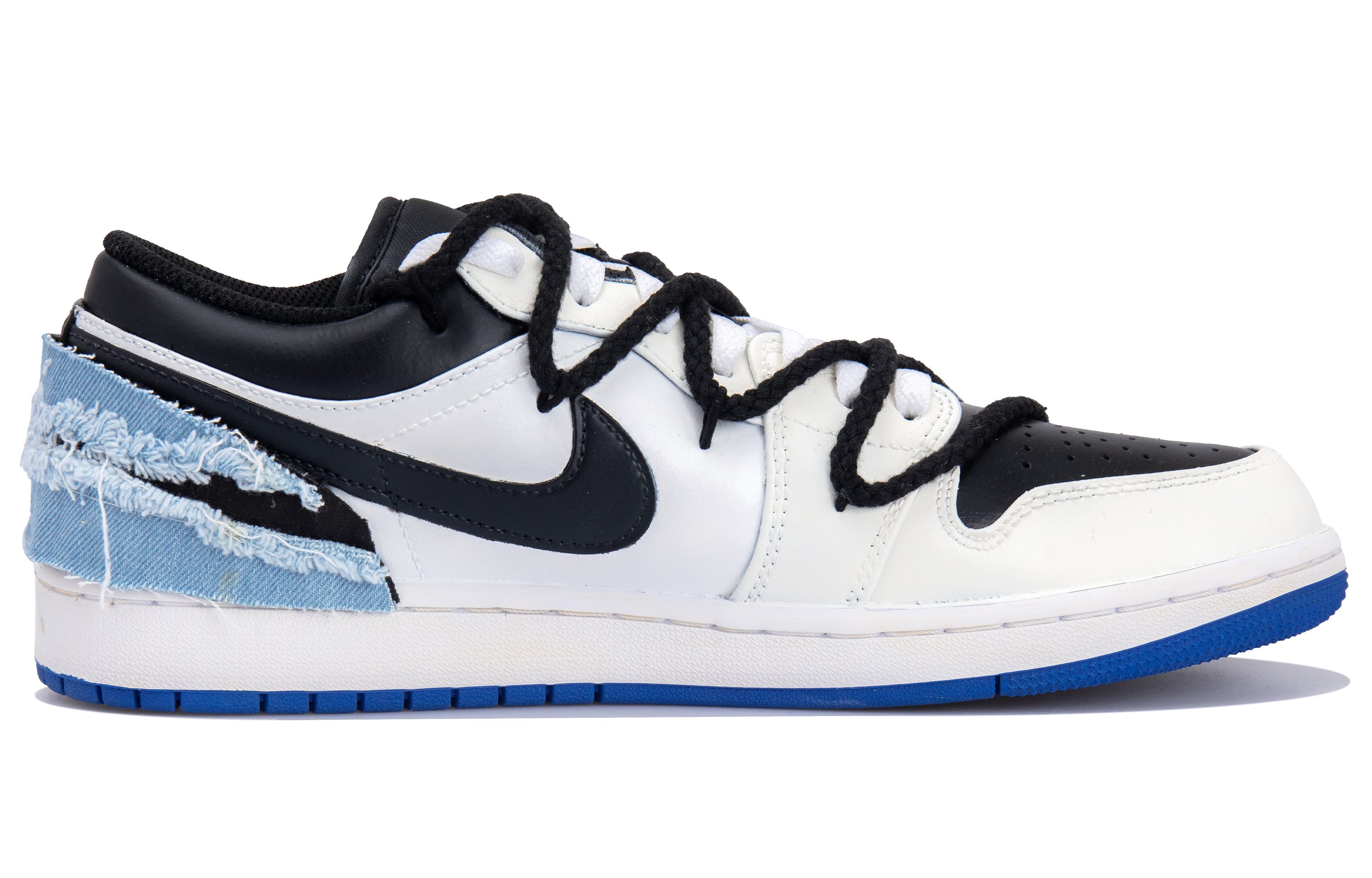 

Кроссовки Air Jordan 1 Vintage Basketball Shoes Men Low-top Black/ White/ Blue, белый/черный