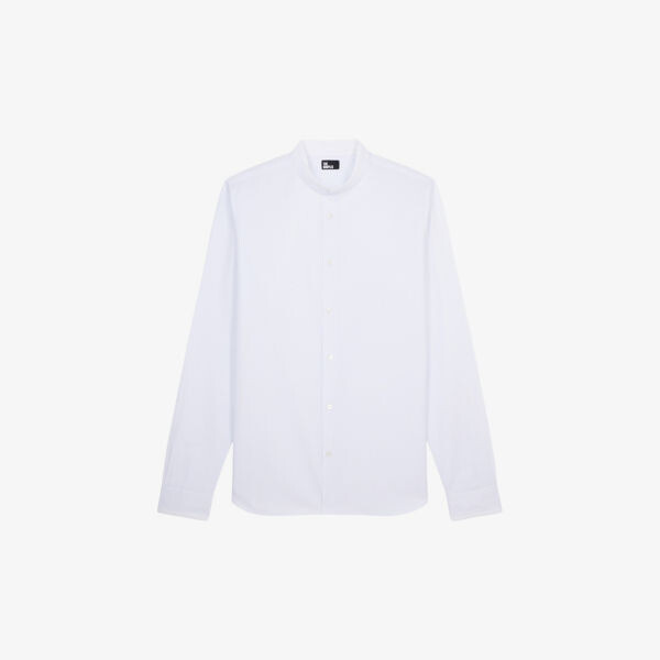 

Хлопковая рубашка классического кроя с воротником-стойкой The Kooples, белый